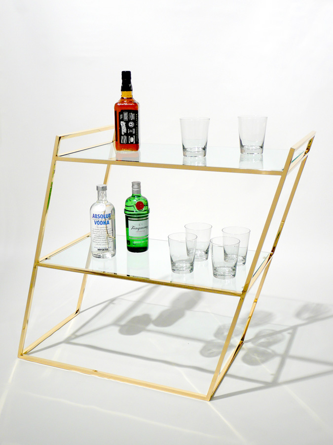 Bar (Abstraction) Sculpture by Martin Oppel. Brass Gold Plated Steel. 31 x 28 x 16 inches