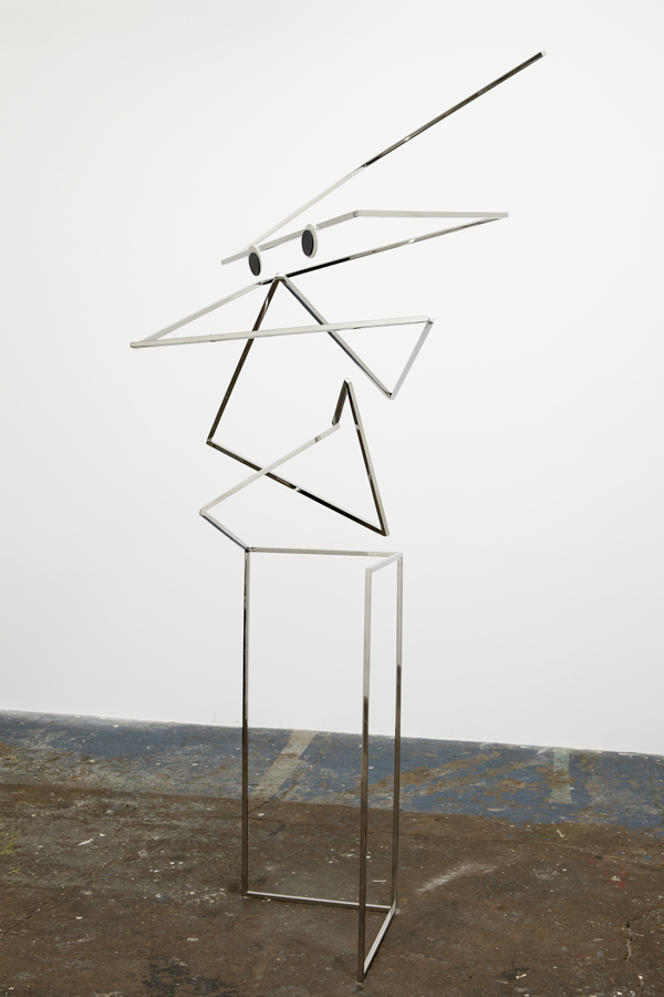 Untitled (Squiggle #1) Sculpture by Martin Oppel. Mirror Polished Stainless Steel. 90 x 36 x 30 inches.
