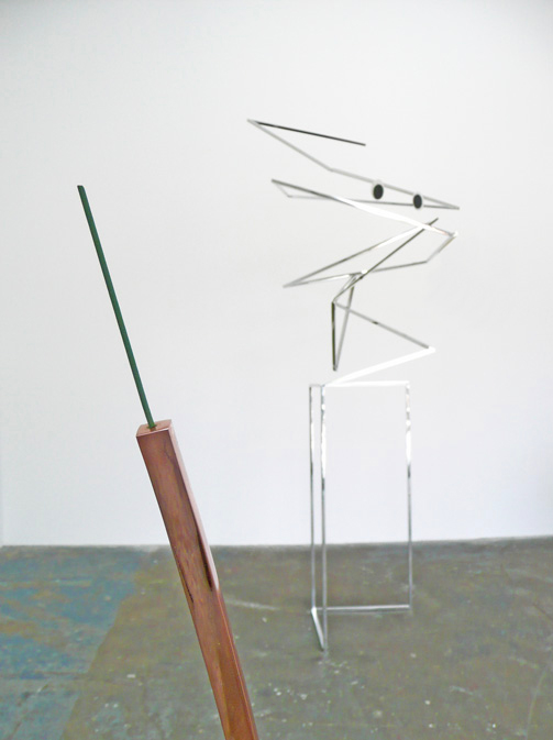 Untitled (Squiggle #1) Sculpture by Martin Oppel. Mirror Polished Stainless Steel. 90 x 36 x 30 inches.